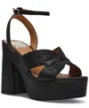 Dv Dolce Vita Women's Waylan Raffia Platform Crossband Dress Sandals In Black Raffia