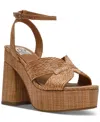 Dv Dolce Vita Women's Waylan Raffia Platform Crossband Dress Sandals In Cafe Raffia