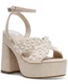 Dv Dolce Vita Women's Waylan Raffia Platform Crossband Dress Sandals In Ivory Pearl Raffia