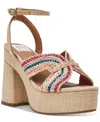 Dv Dolce Vita Women's Waylan Raffia Platform Crossband Dress Sandals In Rainbow Raffia