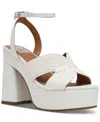 Dv Dolce Vita Women's Waylan Raffia Platform Crossband Dress Sandals In White Raffia