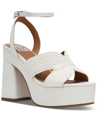 Dv Dolce Vita Women's Waylan Raffia Platform Crossband Dress Sandals In White Raffia
