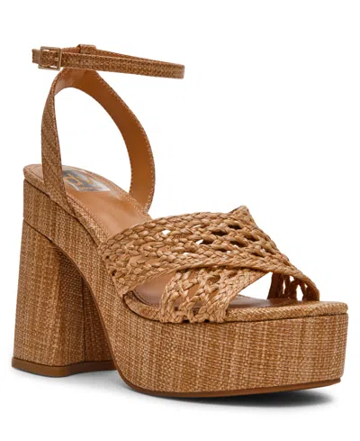 Dv Dolce Vita Women's Whisora Crossband Raffia Woven Platform Dress Sandals In Brown