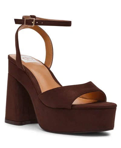 Dv Dolce Vita Women's Wizzard Two-piece Platform Block Heel Dress Sandals In Brown