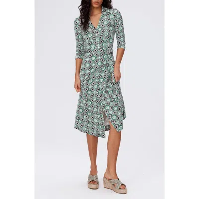 Dvf Abigail Geo Print Silk Wrap Midi Dress