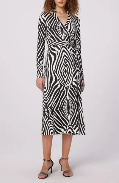Dvf Abigail Zebra Print Long Sleeve Silk Wrap Dress In Animal Print