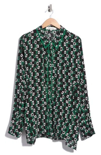 Dvf Alona Print Long Sleeve Shirt In Green