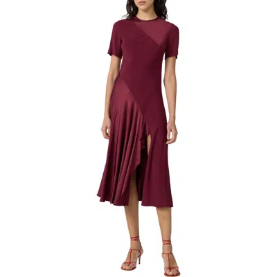 Dvf Araminta Mixed Media Midi Dress In Burgundy
