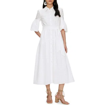 Dvf Aveena Eyelet Embroidered Cotton Shirtdress In White