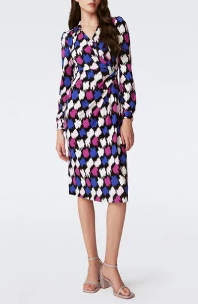 Dvf Bogna Long Sleeve Dress In Brush Tooth Multi