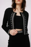 Dvf Brogram Crop Open Front Cardigan In Brown