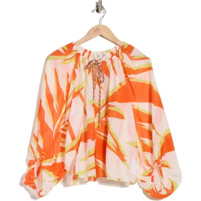 Dvf Celia Balloon Sleeve Cotton & Silk Top In Multi