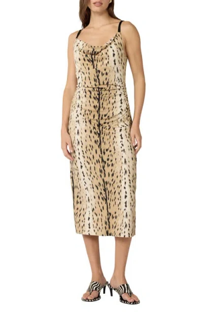 Dvf Claudi Animal Print Silk Slipdress In Neutral