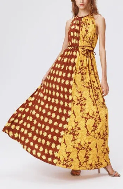 Dvf Darla Mixed Print Maxi Dress