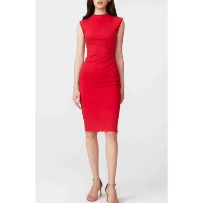 Dvf Darrius Ruched Sleeveless Sheath Dress In Akane