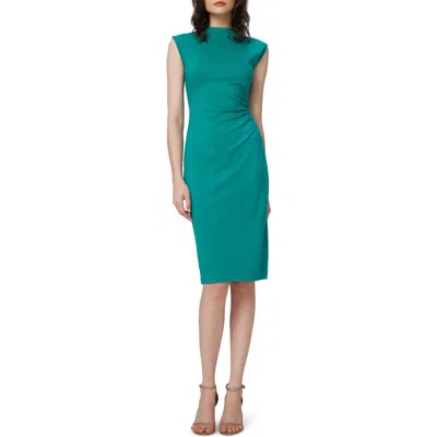 Dvf Darrius Ruched Sleeveless Sheath Dress In Emerald
