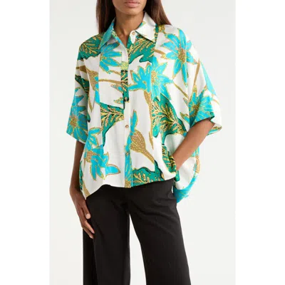 Dvf Diane Short Sleeve Woven Shirt In Multi