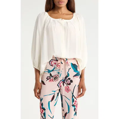 Dvf Eden Silk Long Sleeve Top In White
