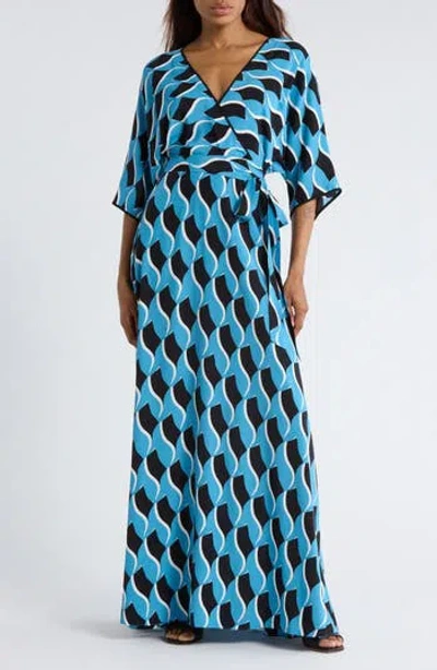 Dvf Eloise Print Faux Wrap Maxi Dress