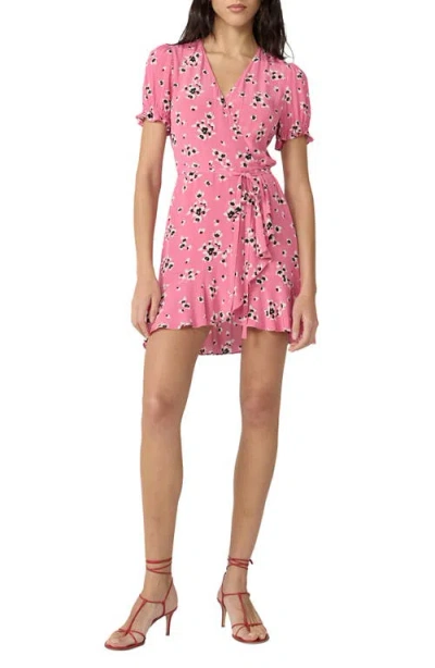 Dvf Emilia Floral Puff Sleeve Wrap Dress In Brown