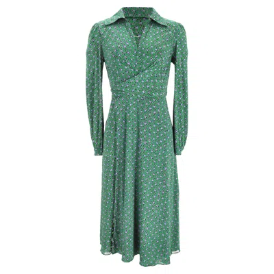 Pre-owned Dvf Floral-print Reversible Midi Wrap Dress In Multicolor Viscose