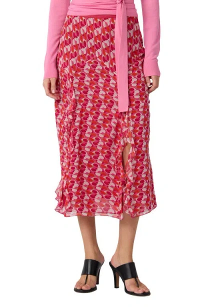 Dvf Heavenly Geo Print Midi Skirt In Pink