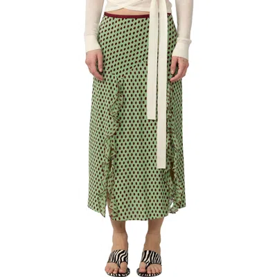 Dvf Heavenly Polka Dot Midi Skirt In Green