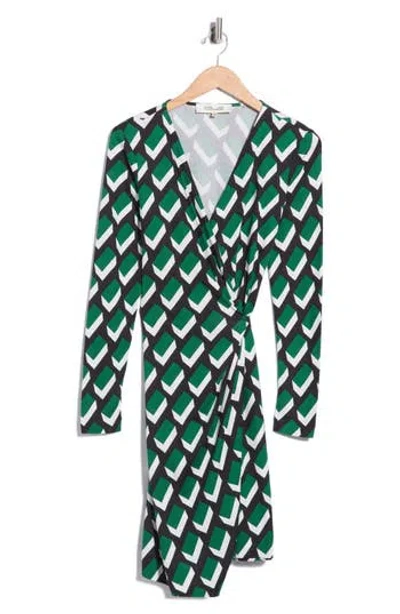 Dvf Jazmine Silk Wrap Dress In Green