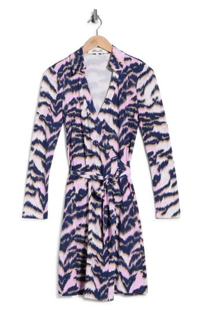Dvf Jeanne Long Sleeve Silk Wrap Dress In Multi
