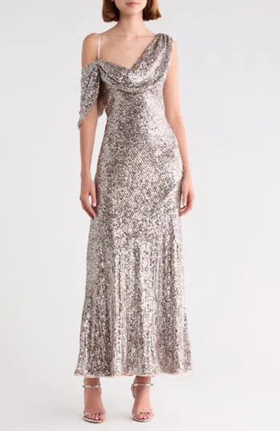 Dvf Joaquin Sequin One-shoulder Dress In Silver