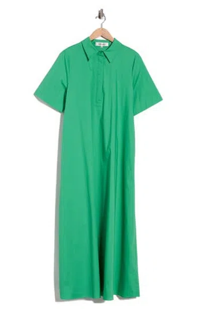 Dvf Karin Stretch Cotton Shirtdress In Green