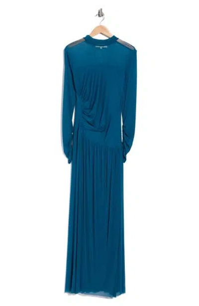 Dvf Kirstie Ruched Maxi Dress In Blue