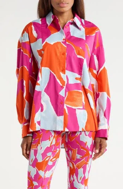 Dvf Laura Long Sleeve Woven Shirt In Multi