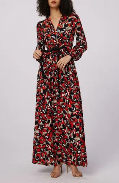 Dvf Lilo Floral Long Sleeve Maxi Dress In Multi