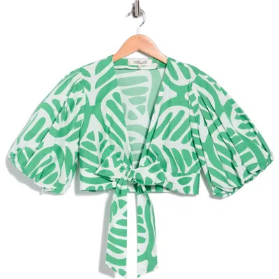 Dvf Luciana Puff Sleeve Crop Top In Multi