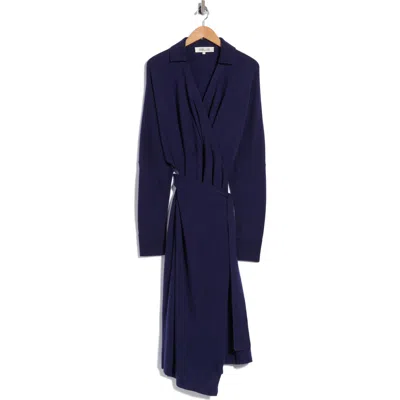 Dvf Mac Wool & Cashmere Wrap Midi Dress In Blue