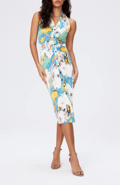 Dvf Maren Floral Sleeveless Midi Dress In Day Dream Floral Blue