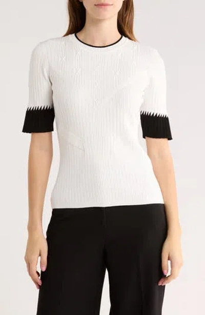 Dvf Medora Cable & Rib Knit Crewneck Sweater In White