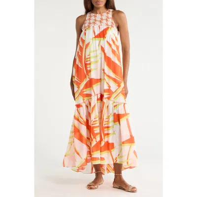 Dvf Melisse Cotton & Silk Maxi Dress In Orange