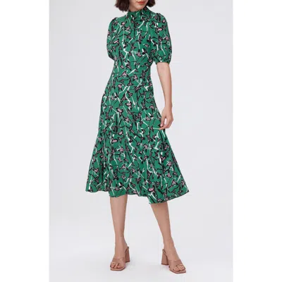 Dvf Nella Printed Mock Neck Midi Dress