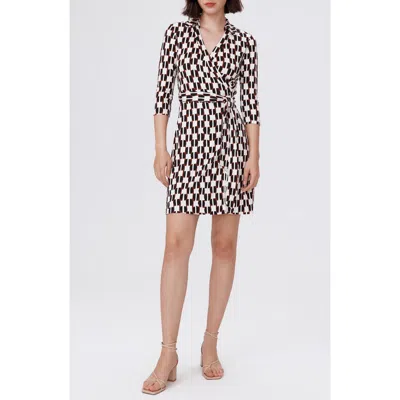 Dvf New Jeanne Two Geometric Print Silk Wrap Dress