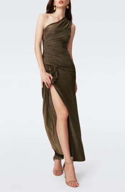 Dvf Rafael One Shoulder Gown In Green