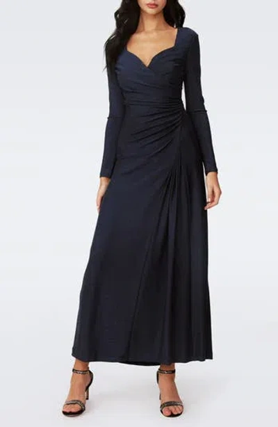Dvf Raffi Long Sleeve Dress In Metallic Midnight