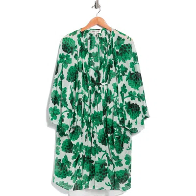 Dvf Remi Long Sleeve Cotton & Silk Dress In Multi