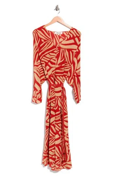 Dvf Sadie Long Sleeve Silk Wrap Dress In Red
