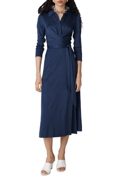 Dvf Sana Two Wrap Shirtdress In Blue
