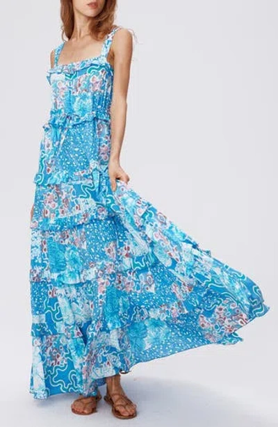 Dvf Shawn Abstract Print Tiered Maxi Dress