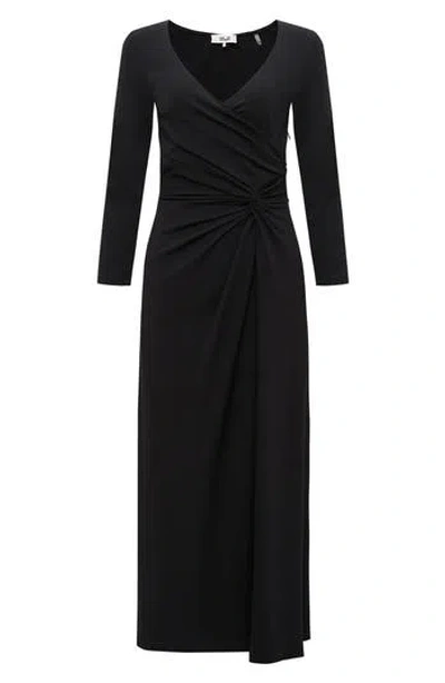 Dvf Shiri Gathered Long Sleeve Maxi Dress In Black
