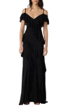 Dvf Sofia Cold Shoulder Gown In Black