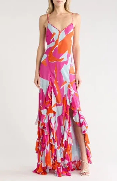 Dvf Stella Ruffle Maxi Dress In Multi